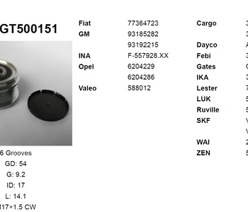 {DepartmanAdi} / KASNAK RULMANLI 6PK F557928 DENSO OPEL CORSA D CORSA C COMBO TİGRA LİNEA DOBLO 1.3 FİORİNO SUZUKİ  {Ozet}