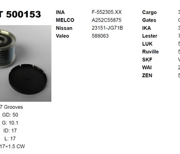 {Katagori} / KASNAK RULMANLI 7PK F552305 MİTSUBİSHİ RENAULT MASTER 2.3 LAGUNA 3 MEGANE 3 OPEL MOVANO NİSSAN 