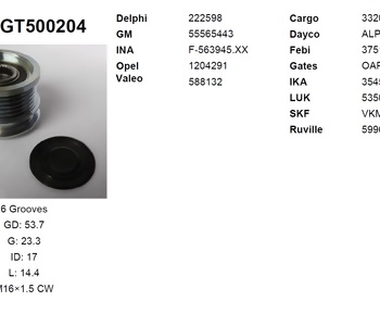 {DepartmanAdi} / KASNAK RULMANLI 6PK F563945 DELCO OPEL INSIGNİA ASTRA J CDTI ZAFİRA SH020410 {Ozet}