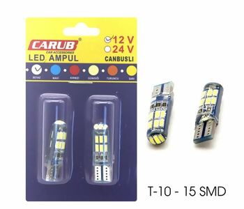 {Katagori} / LED 12V DİPSİZ AMPUL 5W T10 BEYAZ     15 LEDLİ SİLİKONLU 