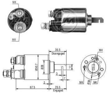 ZM-602 MARŞ OTOMATİĞİ 12V NİPPONDENSO TİP HONDA CRV 2.0İ 1998 SONRASI 2 SAPLAMALI SABİT PİSTON  