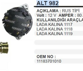 {Katagori} / ALTERNATÖR 12V 80A RUS TİP L-DFM LADA KALINA 1117 1118 1119   A9075 