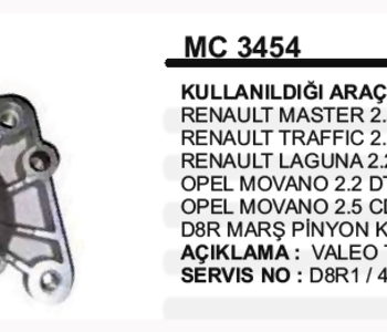 RMK-MC3454 PİNYON KAPAĞI VALEO TİP RENAULT MASTER TRAFFIC LAGUNA MOVANO  