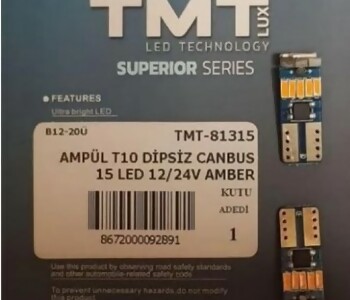 {Katagori} / LED 12V DİPSİZ AMPUL 5W T10 SARI     15 LEDLİ AD CANBUS 