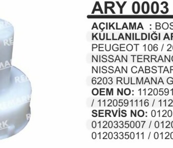 {Katagori} / RULMAN YUVASI 6203 RULMANLI BOSCH TİP ARY0003 AL1202 1120591102 1120591511        