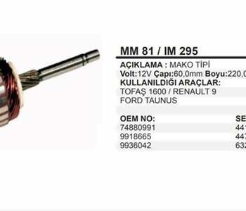 {Katagori} / MARŞ KOLLEKTÖRÜ -MA6- 12V MAKO TİP B220 Ç60 D   TOFAŞ DKŞ R9 R11 74880991 IM81 IM295   MA6 