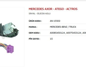 {Katagori} / FAR KOLU SİNYAL KOLU SİLECEK SİLGİ KOLU MERCEDES ACTROS ATEGO MERCEDES 016028 SS915 SGR-32912 S142  