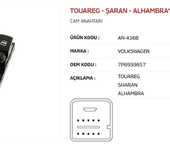 {DepartmanAdi} / CAM KALDIRMA ANAHTARI 4 LÜ SOL 10 FİŞLİ VW TOUAREG SHARAN ALHAMBRA  AN416B {Ozet}