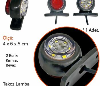 {Katagori} / TAKOZ LAMBA 2 LEDLİ MİNİ KÜÇÜK BEYAZ KIRMIZI İÇE GÖMBELİ 