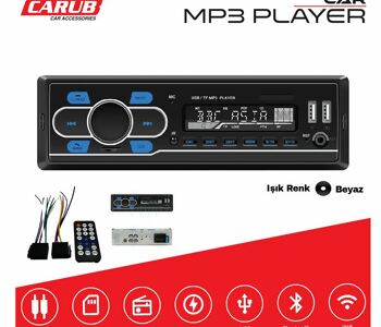 {DepartmanAdi} / OTO TEYP USB SD KART AUTO RADIO BLUETOOTH ÇİFT USB AUX BEYAZ IŞIKLI  {Ozet}