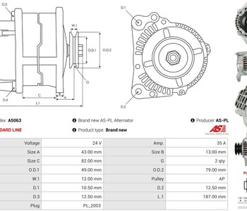 {DepartmanAdi} / ALTERNATÖR 24V 35A MİTSUBİSHİ TİP MİTSUBİSHİ CANTER FUSO CANTER VAKUMSUZ YM A5063 {Ozet}