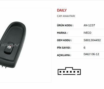 {Katagori} / CAM KALDIRMA ANAHTARI TEKLİ SAĞ 6 FİŞLİ İVECO DAİLY  AN1237 