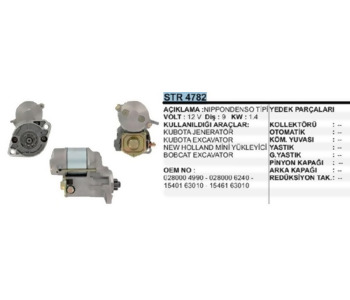 {DepartmanAdi} / MARŞ MOTORU 12V 9D 1.4KW NİPPONDENSO TİP KUBOTA JENERATÖR NEW HOLLAND MNI YÜKLEYİCİ STR8019 {Ozet}