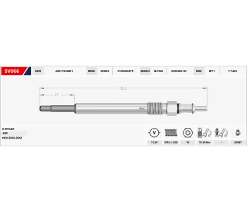 {DepartmanAdi} / KIZDIRMA BUJİSİ 11.5V B130.8-B27 GX129 CHRYSLER JEEP CRUISER CHEROKEE 2.7 C200 E200  SPRİNTER VİTO  {Ozet}