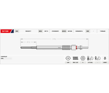 {DepartmanAdi} / KIZDIRMA BUJİSİ 4.4V B97.5-B27.5  GX2119-GE112 EURO 5 MOTOR OPEL MERİVA ASTRA 1.3 1.7  {Ozet}