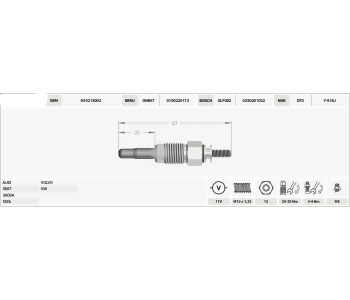 {DepartmanAdi} / KIZDIRMA BUJİSİ 11V B60-B20  PU043-GX59- AUDİ SKODA GOLF TATA VOLVO  TRANSPORTER  {Ozet}