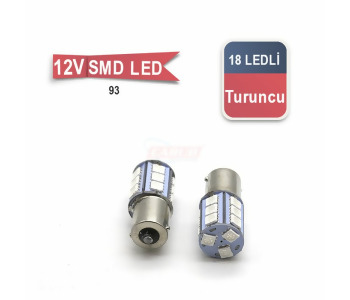 {DepartmanAdi} / LED 12V 93 AMPUL 21W TURUNCU     18 LEDLİ  AD     CARUB {Ozet}