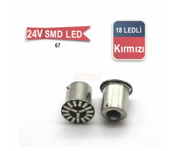 {Katagori} / LED 24V 67 AMPUL 5W KIRMIZI 18 LEDLİ AD 