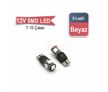 {DepartmanAdi} / LED 12V DİPSİZ AMPUL 5W T10 BEYAZ     5 LEDLİ ÇAKARLI BEYAZ   AD {Ozet}