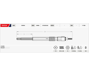 {DepartmanAdi} / KIZDIRMA BUJISI 11V B120-B34  GX120-SX120-  CİTREON JUMPER 2.5 TDI PEUGEOT BOXER 2.4 2.5 DJ5 TED  {Ozet}