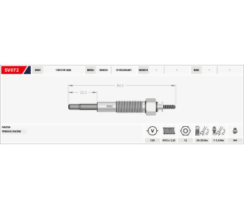 {Katagori} / KIZDIRMA BUJİSİ 12V B84.5-B27.5  PZ39-PZ33 JAS130MA JA137MA L200 YM MAZDA 2500 VİTARA 2.0 KİA BONGO  