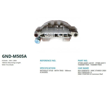 {DepartmanAdi} / DİYOT TABLASI MİTSUBİSHİ TİP  100MM L-M6 8 DİYOT HYUNDAİ STAREX TUSCON RM191 IYR10056  M505A  GA1879 {Ozet}