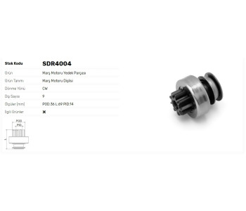 {DepartmanAdi} / MARŞ DİŞLİ 9D HİTACHİ TİP ISUZU NİSSAN İŞBORA TRAKTÖR  5*090-150     Z448 SDR4004 {Ozet}