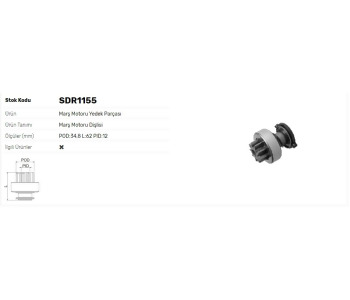 {DepartmanAdi} / MARŞ DİŞLİ 9D BOSCH TİP ATLAS KOMPO KHD MOTOR    6*AD1062  Z1483  SDR1155 {Ozet}