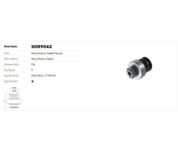{DepartmanAdi} / MARŞ DİŞLİ 9D MARELLİ TİP UNİVERSAL TRAKTÖR    F74951   Z561  SDR9042 {Ozet}