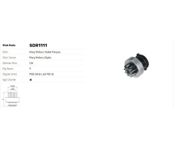 {Katagori} / MARŞ DİŞLİ 9D BOSCH TİP İVECO DAİLY   9003336282     Z838  SDR1111  DWA32431 