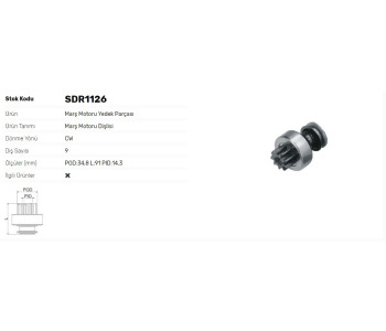 {Katagori} / MARŞ DİŞLİ 9D BOSCH TİP MERCEDES 302 MAGIRUS MF TRAKTÖR  2*436-421-422     F52871 Z105   Z308  Z1364 