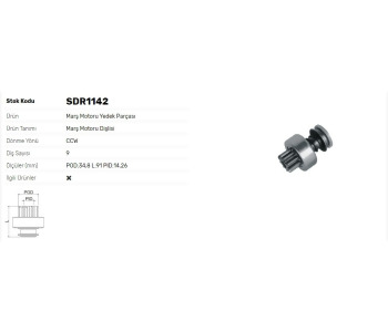 {Katagori} / MARŞ DİŞLİ 9D BOSCH TİP LOMBARDİNİ GOLDANİ  2*429-490       Z1004  SDR1142 