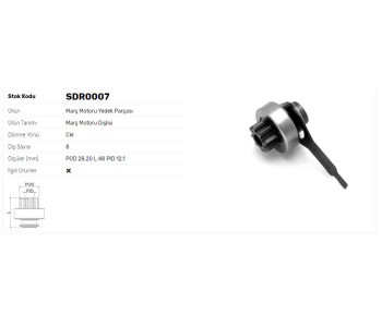 {Katagori} / MARŞ DİŞLİ 8D LUCAS TİP 8D MARELLİ TİP NİSSAN PRİMERA 1.6 TMB196 54292464  85541503  Z863  SDR0007  