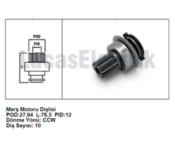 {DepartmanAdi} / MARŞ DİŞLİ 10D BOSCH TİP TERS FREZE VW GOLF PASSAT SEAT  1*579-917 9*010     F52761   Z729  SDR1016 {Ozet}