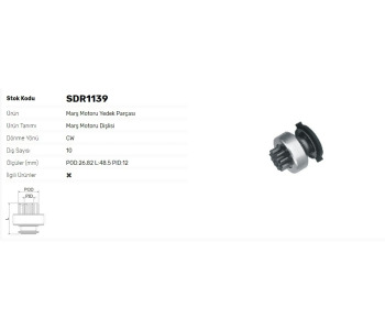 {Katagori} / MARŞ DİŞLİ 10D BOSCH TİP FORD FİESTA  1006209629-1006209929       Z938   SDR1139    