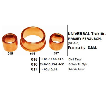 {Katagori} / BURÇ FRANSIZ TİP ALT 015=14*18*16 ORTA 016=24.5*30*33*14 ÜST 017=14*18*14  MF148 ÜNİVERSAL TRAKTÖR 