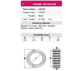{Katagori} / STATÖR 24V 110A BOSCH TİP TURKUAZ MERCEDES ACTROS  NURSAN 178724     YAVUZ 10165    24B21 