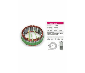 {Katagori} / STATÖR 24V 60A MİTSUBİSHİ TİP FUSO CANTER YM GENİŞ    NURSAN 160424     YAVUZ 10289    24J21  