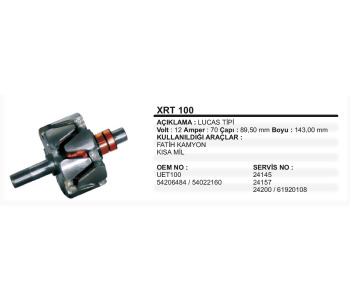 {DepartmanAdi} / ROTOR 12V 70A LUCAS TİP B143 Ç89.5 FATİH KAMYON  KISA MİL  UET100  54206484 {Ozet}