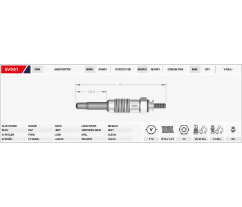 {DepartmanAdi} / KIZDIRMA BUJISI 11V B72-B24.5  PU039-GX74-N76 LC11R BMW CITREON DACIA LADA SPRINTER TATA 1.9 PJ J9  {Ozet}