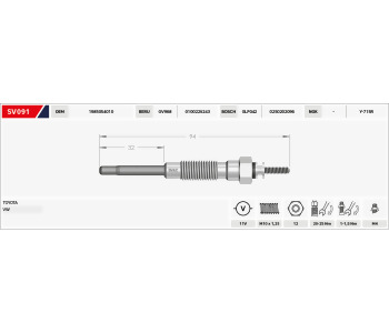 {DepartmanAdi} / KIZDIRMA BUJISI 11V B95-B33  GX14-JA127TO GJ114TO TOYOTA HILUX 2.4 2.5 VW TARO 2.4 05030041 {Ozet}