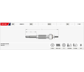 {DepartmanAdi} / KIZDIRMA BUJISI 10.5V B75-B24  GJ38MI-Y145T-Y723U- MITSUBISHI JUPITER CATERPIL PERKINS 700  {Ozet}