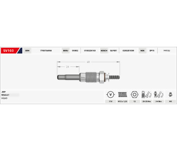 {DepartmanAdi} / KIZDIRMA BUJISI 11V B68-B24  GX64-SX64 -SR64-SR65  R11 R19 R21 VOLVO 340 360 1.6 JEEP RENAULT EXPRES {Ozet}
