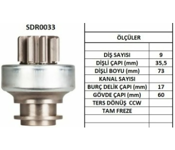 {Katagori} / MARŞ DİŞLİ 9D LUCAS TİP ANADOL EM    Z1598  SDR0033 