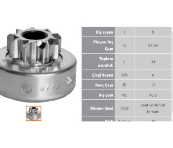 {Katagori} / MARŞ DİŞLİ 9D MARİN TİP 9D LUCAS TİP SEA DOO   0283006000    Z773  SDR3020 