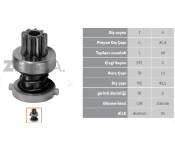 {Katagori} / MARŞ DİŞLİ 9D DELCO TİP CHEVROLET MERCURY MARİNE JEEP CHEROKE       Z611  SDR2032 