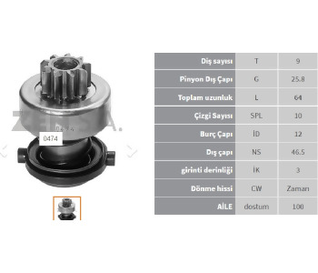 {DepartmanAdi} / MARŞ DİŞLİ 9D BOSCH TİP FORD  9001066239    Z474 {Ozet}