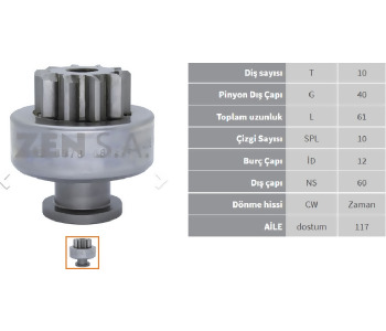 {DepartmanAdi} / MARŞ DİŞLİ 10D LUCAS TİP MF TRAKTÖR GENERAL MOTOR PERKİNS              Z978 {Ozet}
