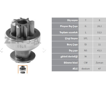 {Katagori} / MARŞ DİŞLİ 8D NİPPONDENSO TİP SUZUKİ JEEP JIMNY IGNIS FİAT SEDİCİ SJ410     Z481    