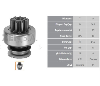 {DepartmanAdi} / MARŞ DİŞLİ 9D BOSCH TİP 50NC İVECO MAGIRUS  2*336-246    F52853   Z311 Z312 {Ozet}